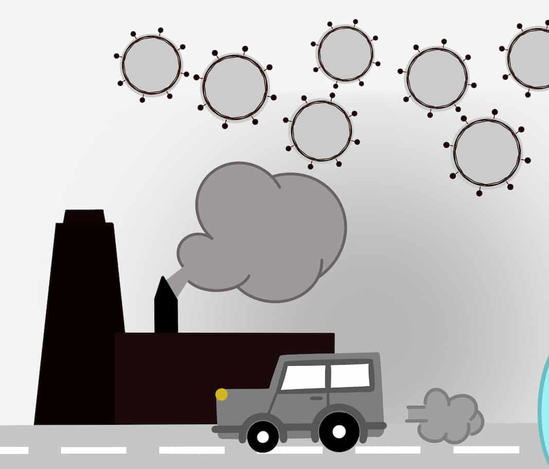 Ilustración de una fabrica de producción de coches asociada a coronavirus. Imagen de Shutterstock