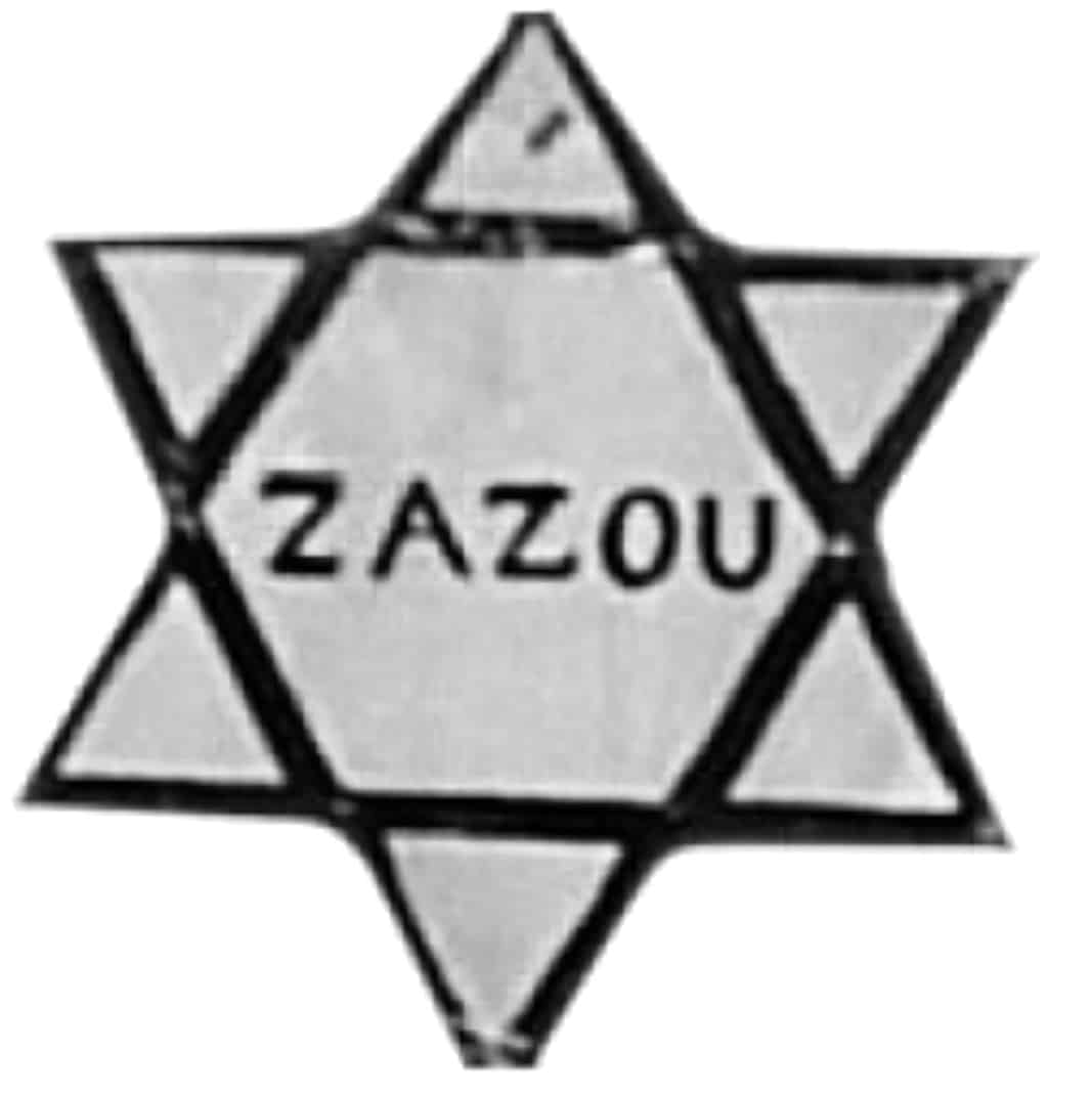 La estrella que los nazis colocaban en la pechera de las prendas que utilizaban los judíos, convenientemente 'cutomizada' por los 'zazous' con ese mismo nombre, en señal de rebeldía y protesta. También la portaban en sus ropas.
