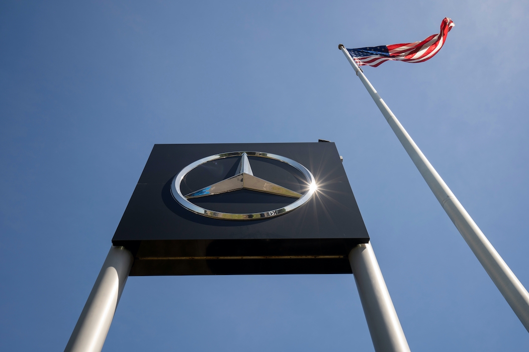 Wilsonville, OR, USA - Jun 4, 2021: The Mercedes-Benz logo is seen at one of its dealerships in Wilsonville, Oregon.