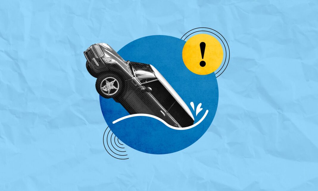 seguridad vial, mini, bmw, agua ilustración Collagery
