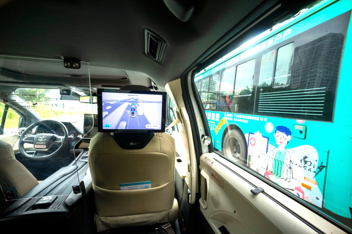 Un robotaxi en el distrito de Nansha de Guangzhou, China, el domingo 28 de septiembre de 2025. RINGO CHIU